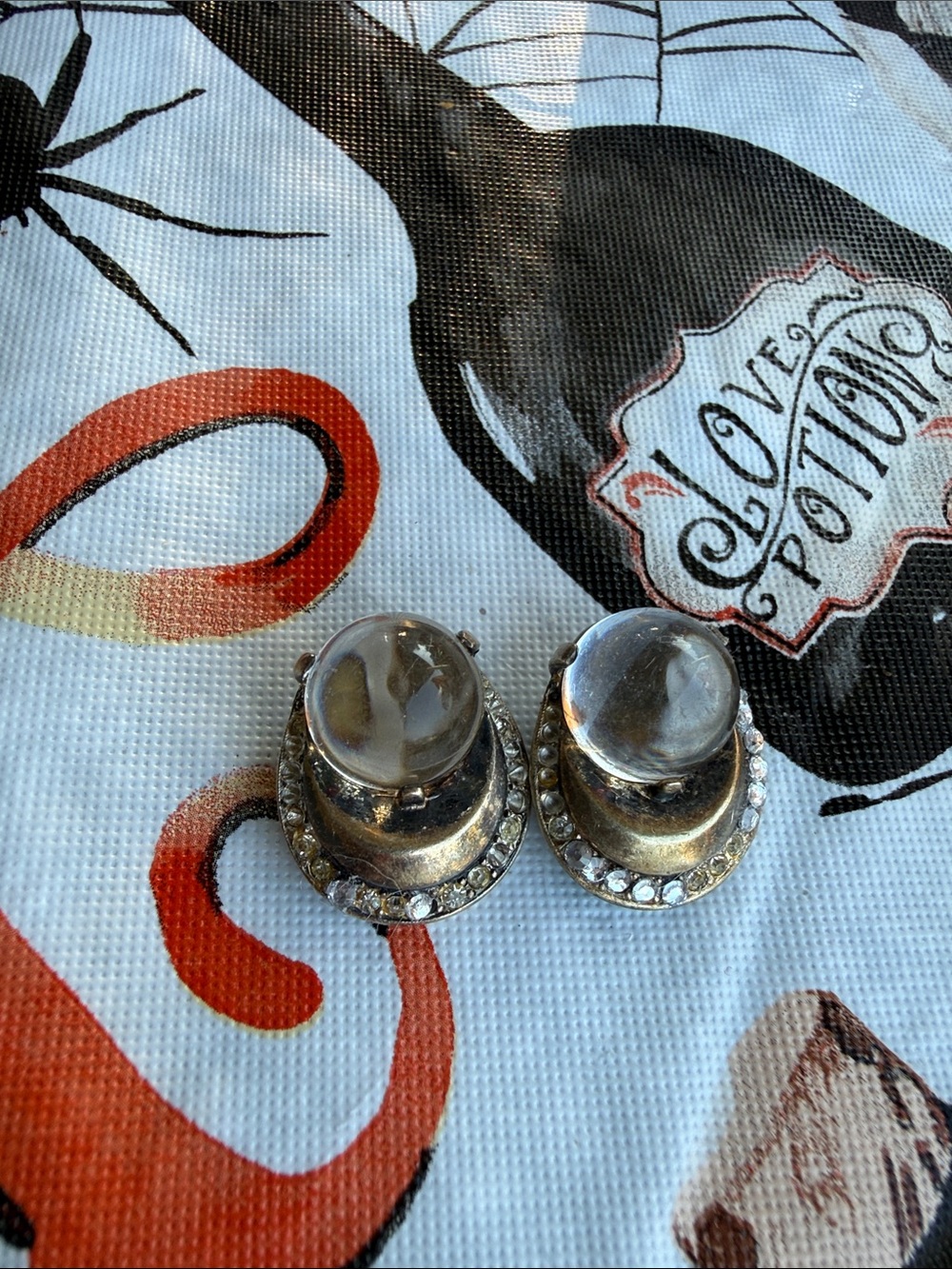 Trifari 1940-50’s Jelly Belly Sterling Silver Marked Clip Earrings 3/4”